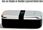 Stackable Stainless Steel Bento Box Adult |leak proof| Stainless Steel Lunch Box container| Metal Bento box|Lunch Container Food storage |large compartment| bentobox| Non toxic|Black