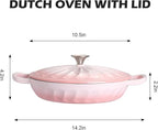 Enameled Cast Iron Braiser, 3.8 Quart Enamel Dutch Oven with Handles, Cast Iron Braiser Pan with Lid,Enameled Cookware (Pink)