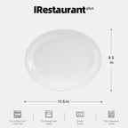 Stoneware Narrow Rim Commercial Grade Dinnerware,Bright White Oval Platter 11.5" x 8.5", Case of 12