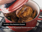 Misen 7 QT Enameled Cast Iron Dutch Oven - Chip-Resistant Enamel Coating - Thick Iron Core For Heat Retention - Large Cooking Surface - Oven Safe, Induction Compatible - Traditional Lid, Red