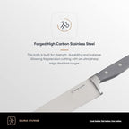 DURA LIVING Premium 4-Piece Steak Knife Set – Sharp Serrated Blades, Forged High Carbon Stainless Steel, Full Tang, Ergonomic Handle, Elegant Gray Finish – Ideal for Dining & Entertaining