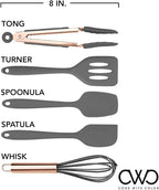 COOK WITH COLOR Silicone Cooking Utensils, Kitchen Utensil Set, Easy to Clean Silicone Kitchen Utensils, Cooking Utensils for Nonstick Cookware, Kitchen Gadgets Set, Mini, Gray