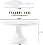 JOYMAY 9.6 Inch Bamboo Fiber Cake Stand, Round Cake Holder, Cake Plate with Detachable Base, Dessert Table Display Set, Cake Decorating for Birthday Party Baking Gifts for 6inch, 8inch Cakes (White)