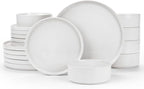 Famiware Nebula Plates and Bowls Sets, 18 Pieces Dinnerware Sets, Dishes Set for 6, White