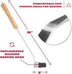BBQ-AID Basting Brush - For Marinating, Glazing, Seasoning - Bbq Silicone Brush Cooking, Baster for Cooking Brush - Premium Wood Handle, Stainless Steel Core and Silicone Bristles for Easy Cleaning