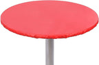 Yourtablecloth Heavy Duty Vinyl Round Fitted Tablecloth (Table Cover) with Flannel Backing Vibrant Colors Elasticized Tablecloth Great for Indoor and Outdoor Dining and Playing Cards 54” Ruby Red