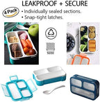 Snack Containers - SMALL Bento Lunch Boxes for Kids Girls Boys | MINI Leak-proof Box, Portion Container for School | Blue Navy Aqua Orange 4 Pack