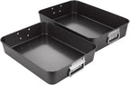 CYEAH 2 Pack Lasagna Pan Deep Baking Pan for Oven, 13.7 in & 16 inch Baking Dishes for Oven, Roasting Pan Brownie Pan with Handles, Nonstick Rectangle Cake Pans Sets for Baking Cooking, Black