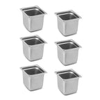 1/6 Hotel Pans 6 Inch Deep Stainless Steel Food Pan - Anti-Jam 6 Pack Steam Table Pan Set for Catering, Buffet Use, Kitchen Prep