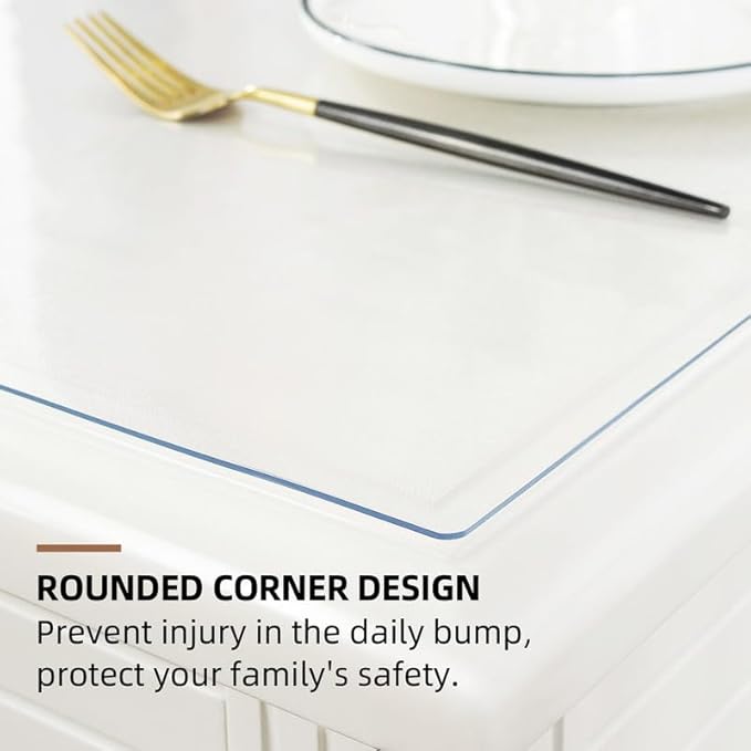Warmstar Clear Table Cover Protector 32 x 72 Inch,1.5mm Thick Plastic Table Cover Rectangle,PVC Clear Table Protector,Desk Protector Mat for Kitchen, Dresser, Writing Desk，Dining Room Table