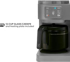 2-in-1 Hot & Iced Coffee Maker for Pods & Grounds – 12-Cup Glass Carafe & Single-Serve Brewer, 72oz Reservoir, Strong Brew, Extra Hot, Brew Over Ice, MultiStream Tech, Compact Design (Gray)