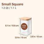 ComSaf Glass Storage Containers with Lids, 1.2 Qt Glass Jars with Lids, Clear Food Storage Jar, Canister For Pantry Cookie Flour Cereal Rice Sugar Tea Coffee Beans Spice, Square Set of 4