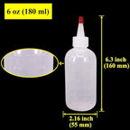 20 Pack 6-Ounce Plastic Squeeze Bottles with 20pcs Red Tip Caps and Measurement - Good for Crafts, Art, Glue, Multi Purpose Set of 20 with extra 6 Red Cap 36 Chalk Labels and 1 Pen