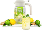 LAFEECA Iced Tea Maker and Infuser - Large Jug with Airtight Lid for Cold Brew - Stainless Dual Ultra Filter - Tritan Pitcher - 2000 ml / 68 oz - Dune