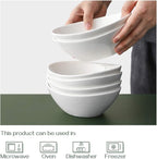 DOWAN White Cereal bowls, 16 Ounces Ceramic Dessert Bowls Set of 6, Oval Ice Cream Bowls for Cereal Snack Dessert Pasta and Side Dish, Microwave & Dishwasher Safe, Good Size for Garden Tea Parties
