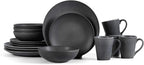 Stone Lain Grao Stoneware 16-Piece Dinnerware Set, Grey