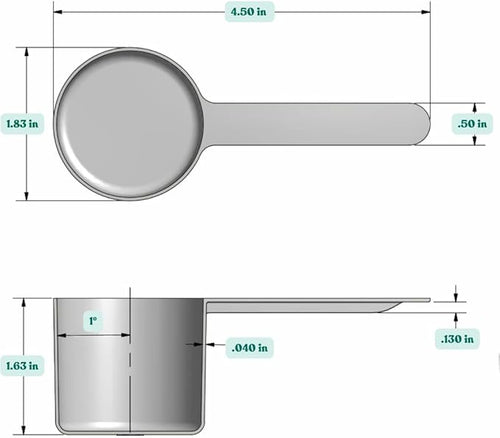 1/4 Cup (4 Tablespoon | 2 Oz. | 60 mL) Long Handle Scoop for Measuring Coffee, Pet Food, Grains, Protein, Spices and Other Dry Goods (Pack of 5)