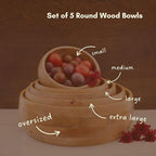 Small Salad Bowl, 11" Wide, Kitchen Countertop Fruit Bowl, Mixing, Serving, Farmhouse Style, Mango Wood, Round, Dining & Entertaining, Serves 2-3
