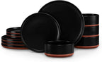 LIANYU 12 Pieces Porcelain Dinnerware Set, Dishes Set for 4, Charcoal Black by LIANYU
