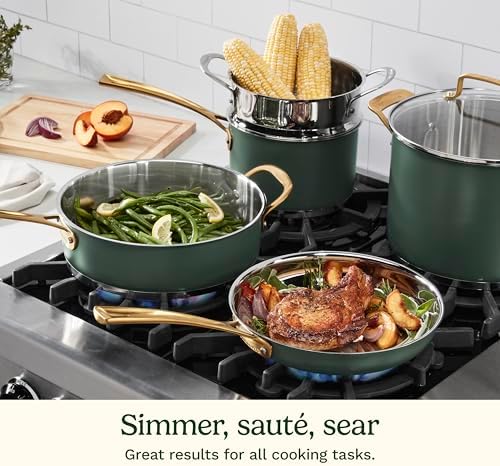 Cuisinart Cookware Set, 11 Piece Stainless Steel Cookware Pots and Pans, Home and Kitchen Durable Stainless Steel for Everyday Cooking, Matte Thyme, MT89G-11 - Image 5