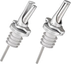 3-in-1 Liquor Pour spout with Built-in Fruit Fly Protection - BPA Free & Dishwasher Safe Hygienic Alcohol Speed Spouts - Also for Olive Oil, Juice, Syrup. Silver 2 Pack