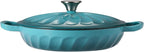 Enameled Cast Iron Braiser, 3.8 Quart Enamel Dutch Oven with Handles, Cast Iron Braiser Pan with Lid,Enameled Cookware (BlueGreen)