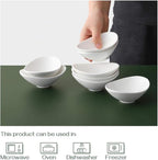 DOWAN Ceramic Dip Bowls, 3 oz 8 Pack Dipping Bowl, Mini Serving Bowls for Side Dishes, Sushi Soy Sauce Dish, Gravy Boat Porcelain Dipping Sauce Cups for BBQ and Party Dinner, Soft White