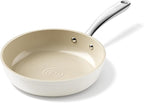 Redchef Ceramic Non Stick Frying Pans, Nonstick Frying Pan Skillet, Ceramic Egg Pan with Stay Cool Handle, Non Toxic Induction Pan for Cooking, PFOA & PFAS Free, Oven & Dishwasher Safe (8" Beige)