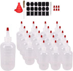 Belinlen 20 Pack 8-Ounce Plastic Squeeze Bottles with 20pcs Red Tip Caps and Measurement - Good for Crafts, Art, Glue, Multi Purpose Set of 20 with extra 6 Red Cap 36 Chalk Labels and 1 Pen