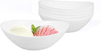 12 OZ Bowl Set of 6, Opal Glass 6 inch Oval Small Ice Cream Bowls for Breakfast Snack Dessert, Side Dishes, Fruit Kitchen, Microwave & Dishwasher Safe, White