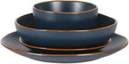 Gibson Home Hazeltine 16-Piece Navy Blue Stoneware Dinnerware Set – Plates and Bowls, Durable Ceramic Kitchen Dinner Set