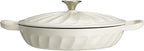 Enameled Cast Iron Braiser, 3.8 Quart Enamel Dutch Oven with Handles, Cast Iron Braiser Pan with Lid,Enameled Cookware (White)