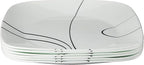 Corelle Vitrelle 6-Piece Salad Plate Set, Triple Layer Glass and Chip Resistant, Lightweight Square 10-1/4-Inch Plates Set, Splendor