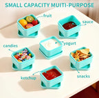 Silicone Inserts Compatible with Bentgo Box Accessories,Salad Containers Compatible with Bentgo Kids Lunch Box Inserts,Leak-Proof and Reusable Condiment Cups with Lids,Grey&Green,2Packs