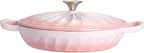 Enameled Cast Iron Braiser, 3.8 Quart Enamel Dutch Oven with Handles, Cast Iron Braiser Pan with Lid,Enameled Cookware (Pink)
