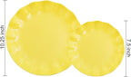 LIYH 24 Pcs Yellow Plastic Plates Reusable, Unbreakable Dinner Plates, Salad Plate, Microwave & Dishwasher Safe, Plate Sets Perfect for Parties,Birthday,Picnics (12guests)