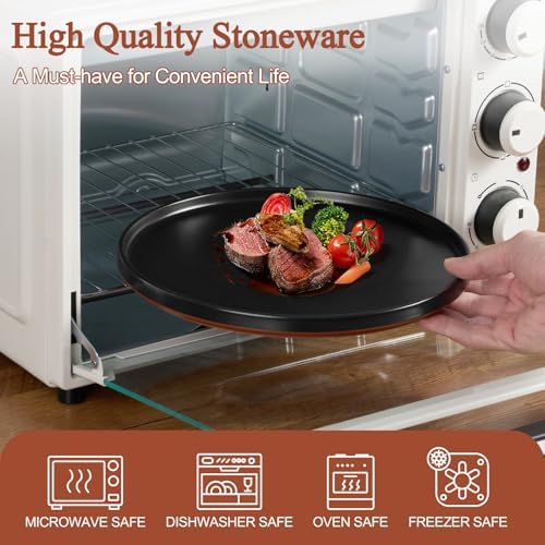 LIANYU 12 Pieces Porcelain Dinnerware Set, Dishes Set for 4, Charcoal Black - Image 5