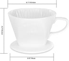 Pour Over Ceramic - Coffee Dripper with 3 Holes Flat Bottom, Porcelain Slow Filter Cone for Travel, Camping, Office, Home, Coffee Maker Brew