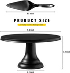 JOYMAY 9.6 Inch Bamboo Fiber Cake Stand, Round Cake Holder, Cake Plate with Detachable Base, Dessert Table Display Set, Cake Decorating for Birthday Party Baking Gifts for 6inch, 8inch Cakes (Black)