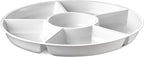 Plasticpro 6 Sectional Round Plastic Serving Tray/Platter (2, White)