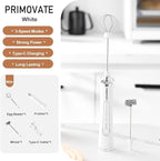 Rechargable Milk Frother, Handheld Drink Mixer with Whisk Attachment, 2025 upgraded, powerfull 3 speed motor, Type C charging with charge light, with extra egg mix head (Black without Stand)