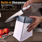 14 Pcs Kitchen Knife Block Set with Sharpener German High Carbon Stainless Steel Chef Knives, Razor-Sharp & Durable, Lightweight Anti-Slip Handle, Professional Set for Home & Kitchen (White)