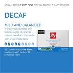 Illy Coffee K Cups - Pods For Keurig Machines – Classico Decaf Roast – Notes of Caramel - Mild, Flavorful & Balanced Flavor - No Preservatives – 10 Count