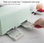 OVENTE Electric 4-Slice Toaster Machine with 6-Shade Selector Setting, Cancel Button, Defrost Function, Crumb Tray, 1400W Power and Wide Slots for Bagels, Waffles and Puff Pastry, TS4410LBL