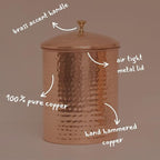 Pure Copper Canisters for Coffee Tea Sugar Flour, Food Storage Containers with Lids, Kitchen Countertop Decor, Kitchen Storage, Hand Hammered, Small (Copper Canister (1))