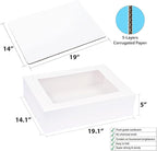 10 Pack 19x14x5 Inch Large Rectangle Cake Boxes with Thick Cake Boards, Half Sheet Bakery Boxes for Pastry Baking,Cupcake,Muffins & Pie