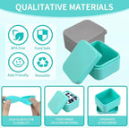 Silicone Inserts Compatible with Bentgo Box Accessories,Salad Containers Compatible with Bentgo Kids Lunch Box Inserts,Leak-Proof and Reusable Condiment Cups with Lids,Grey&Green,2Packs