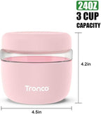 Tronco 24 oz Glass Lunch Bowl Container with Lid, Glass Food Containers, Leak & Spill Proof, Soup & Stew Food Storage Salad, Yogurt, Meal Prep, Airtight, Reusable, Dishwasher Safe, BPA-Free, Set of 1