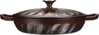 Enameled Cast Iron Braiser, 3.8 Quart Enamel Dutch Oven with Handles, Cast Iron Braiser Pan with Lid,Enameled Cookware (Brown)