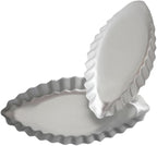 10PCS Egg Tart Pan Boat Shape, Aluminum Small Fluted Oval Tart Mold, Boat Molder for Baking Wavy Tartlet, Fruit Tats, Quiches - Silver